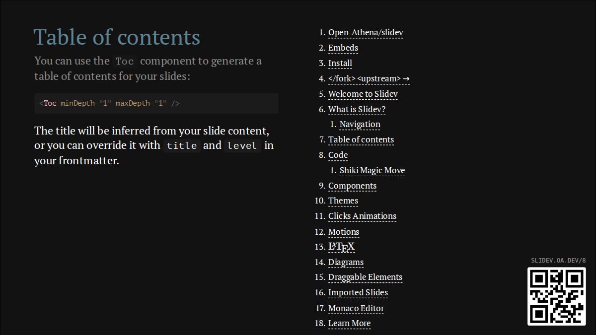 Table of contents